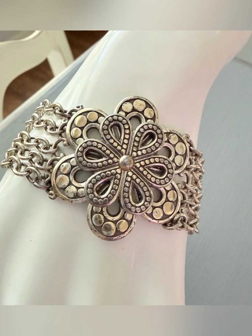 Brighton Silver Tone  Floral Bracelet Bracelet